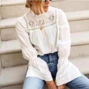 NWT Free People Another Eternity Crochet Bell Sleeve Blouse